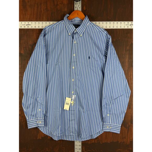 Ralph Lauren Classic Fit Button Up Striped Executive Shirt Haberdashe Blue XL 17 - Picture 2 of 9